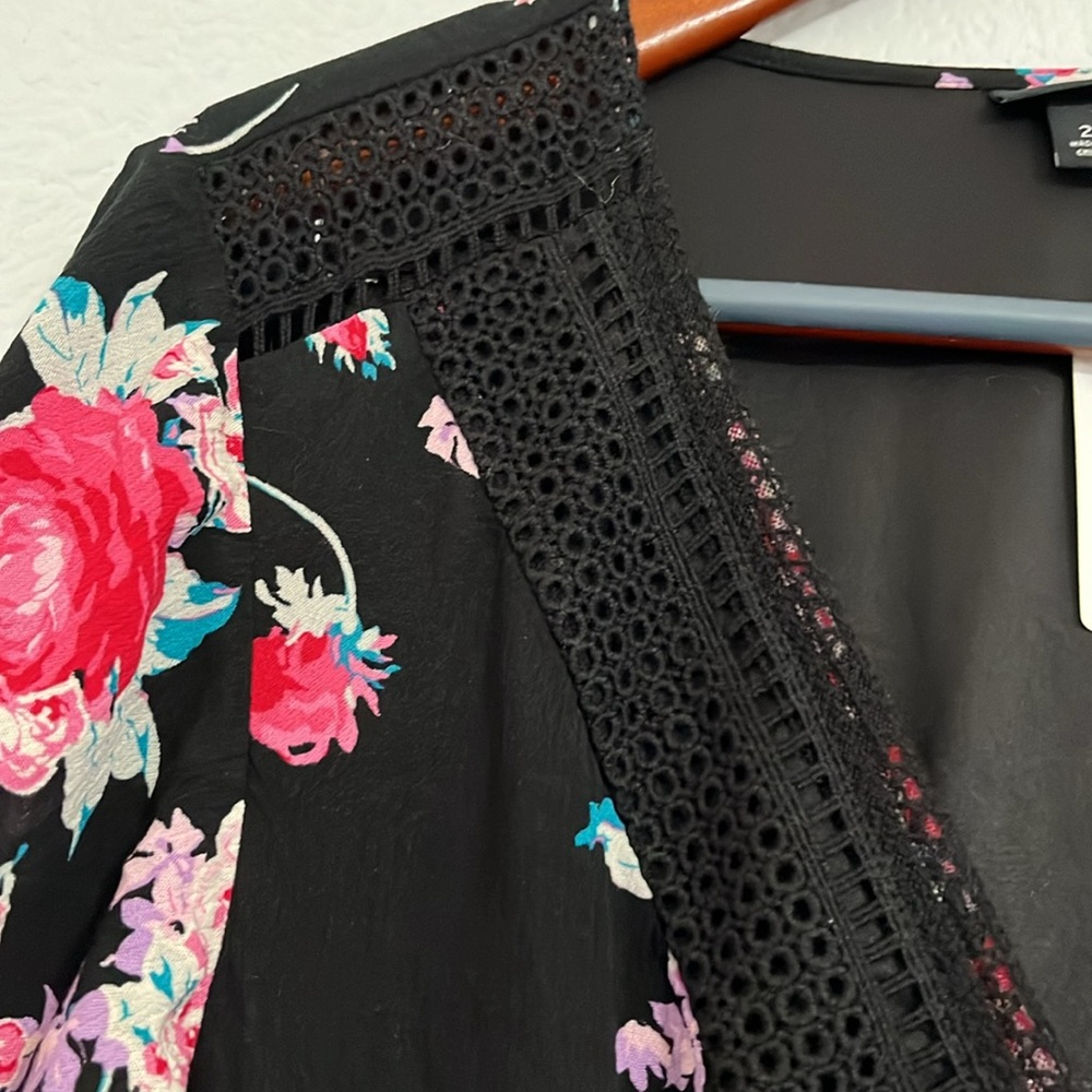 Torrid Floral Gauze Lace Up Skater Dress - Picture 6 of 15